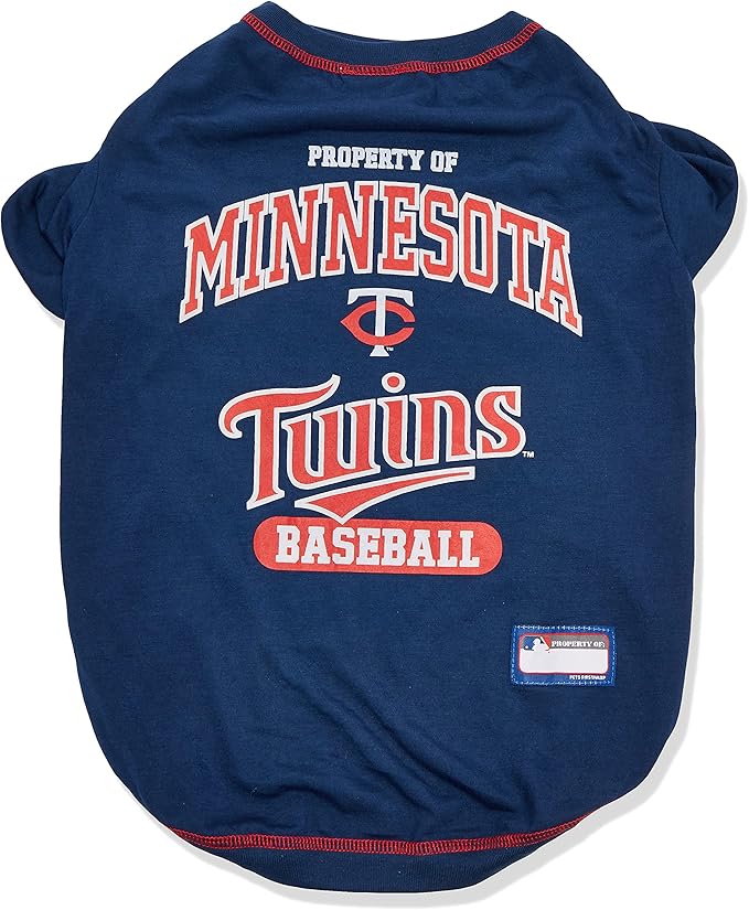 MLB Minnesota Twins Dog T-Shirt, X-Small. - Licensed Shirt for Pets Team Colored with Team Logos. - Premium Stretchable Materials for The Comfort of Your Dog & cat.