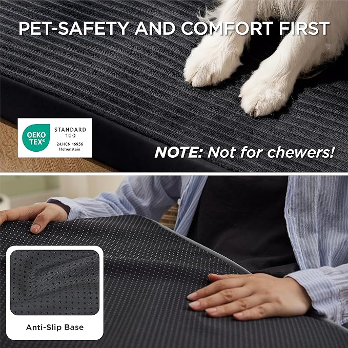 Bedsure ComfyFleece XL Dog Bed for Crate - Extra Large Orthopedic Pet Beds with Removable Washable Cover, NOT Waterproof Egg Crate Foam Mat for Pets Up to 80 lbs, 41"x27"x3.3", Not for Chewers