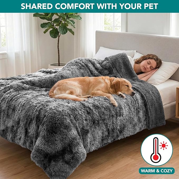 PetAmi Waterproof Dog Blanket for Medium Large Dogs, Calming Fleece Cat Blanket, Couch Protector Washable Sherpa Faux Fur Pet Throw for Puppy, Soft Reversible Leakproof 40x60 Tie-Dye Gray