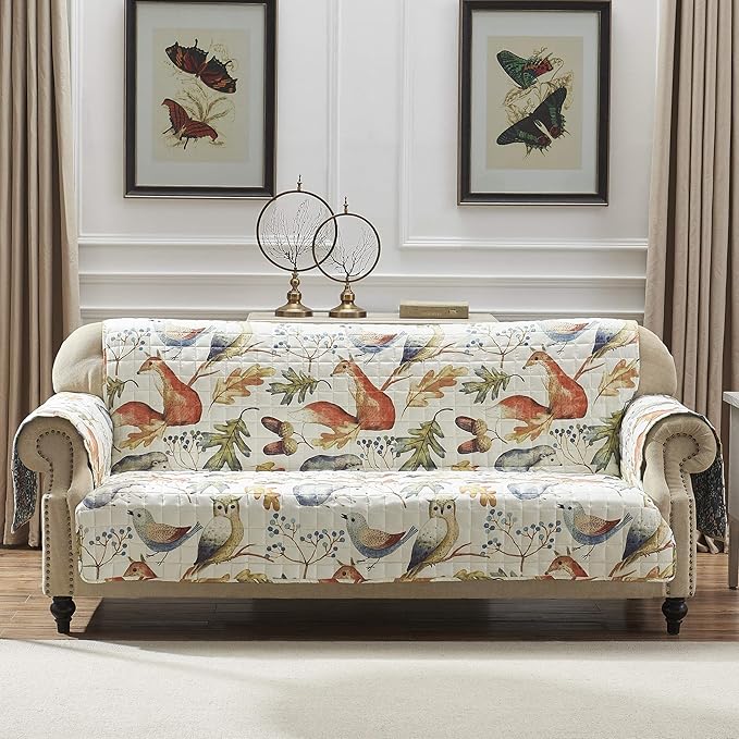 Greenland Home Willow Reversible Slipcover - Furniture Protector - Sofa - Natural