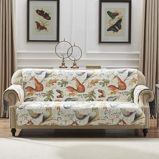 Greenland Home Willow Reversible Slipcover - Furniture Protector - Sofa - Natural