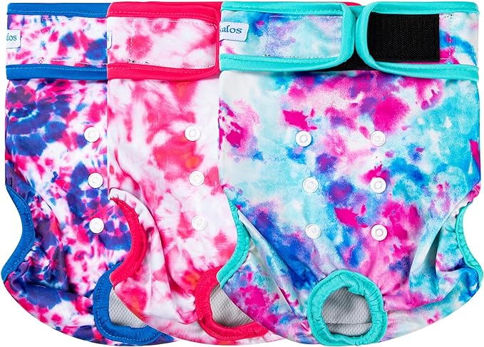 Leekalos Reusable Washable Dog Diapers Female (3 Pack) - Highly Absorbent Doggie Diapers - Size Adjustable Puppy Diaper for Dog Period Panties (Small)