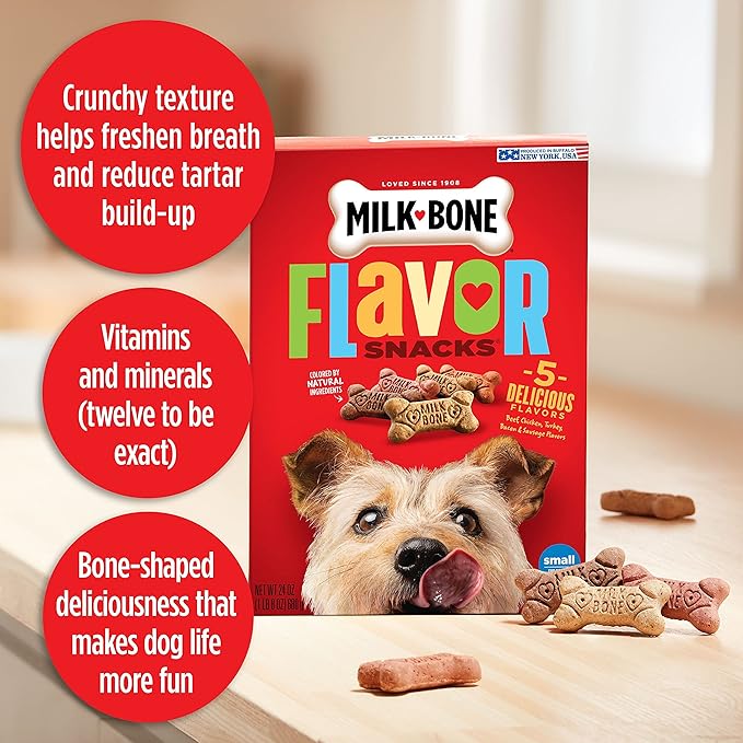 Milk-Bone Flavor Snacks Dog Treats, Small Biscuits, 24 Ounce
