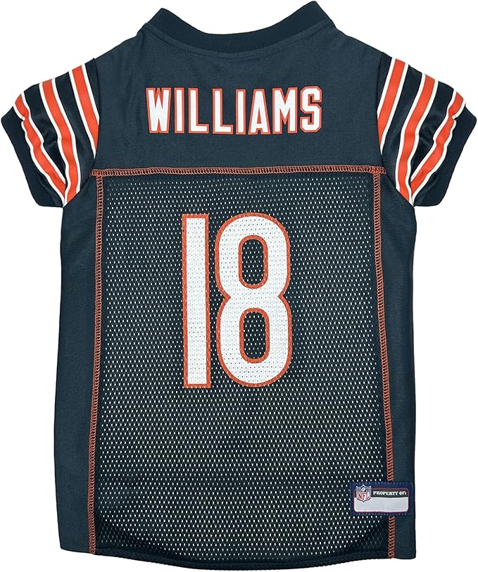 Pets First NFLPA Caleb Williams #18, NFL Dog Jersey, Chicago Bears Mesh Jerseys, Size Large, Licensed Shirt Costume for Dogs with NFL Player Name