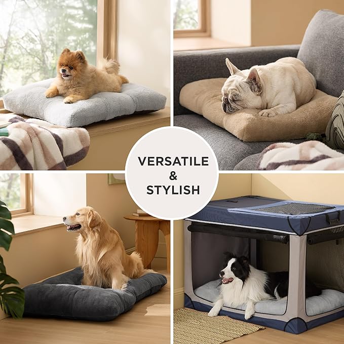 Bedsure Washable XXL Dog Bed for Crate, Giant Comfort Fluffy Plush Pet Pillow Bed Kennel Pad with Non-Slip Bottom, Machine Washable Pet Sleeping Mat for Jumbo, 47"x29", Brown