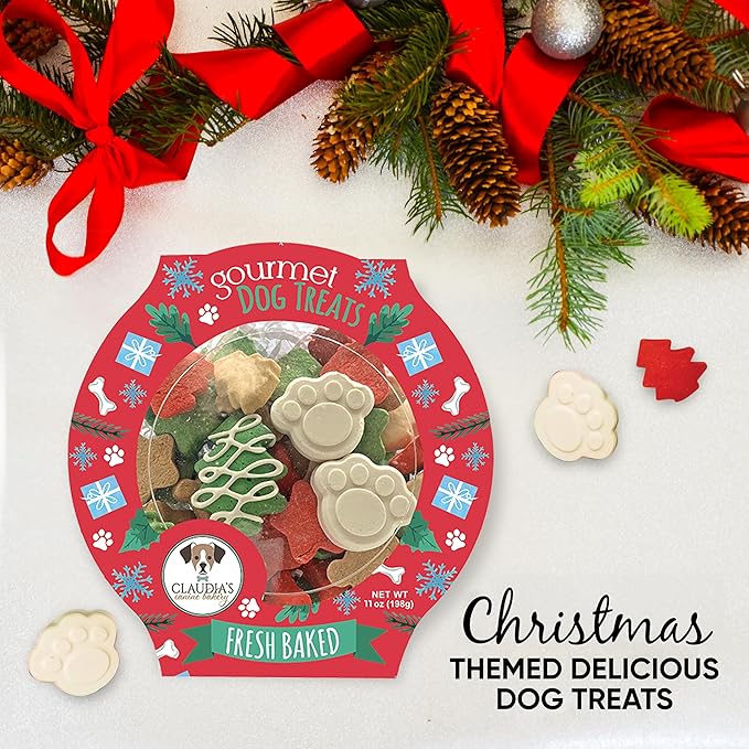 Santa Paws Classic Gourmet Dog Cookies - Vanilla Flavored Christmas Treats for All Breeds and Sizes