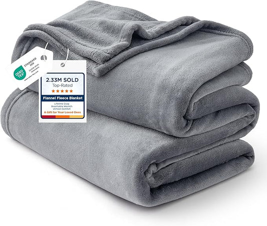 Bedsure GentleSoft Fleece Bed Blankets Queen Size Grey - Soft Warm Spring Blanket Lightweight Cozy Luxury Microfiber, Room Home Decor Gifts for Women and Men, 90x90 inches
