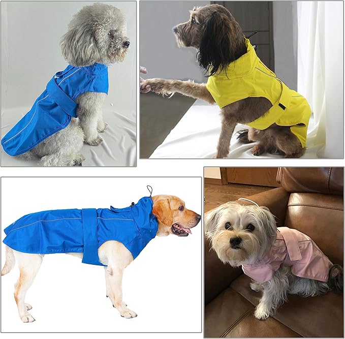 Adjustable Waterproof Dog Raincoat for Dogs,Lightweight Pet Rain Jacket Puppy Clothes with Reflective Strip for Small Medium Large Dogs (Yellow, XX-Large)