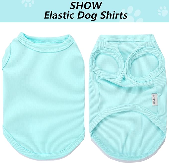 2 Pack Dog Clothes for Small Dogs Summer Dog Shirt Vest Girl Boy Lightweight Puppy T-Shirts Blank Soft and Cool Pet Clothing Sleeveless Medium Large Dog Outfit (Light Blue+Dark Cyan, Small)