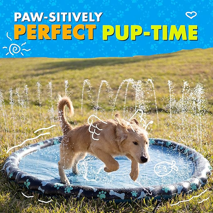 SplashEZ Non Slip Splash Pad for Kids & Dogs, 69’’ Extra Large Splash Pad Sprinkler for Kids, Dog Water Summer Toys - Great Outdoor Toys for Toddlers 1-3 & Children Ages 4-8, Baby Pool for Backyard
