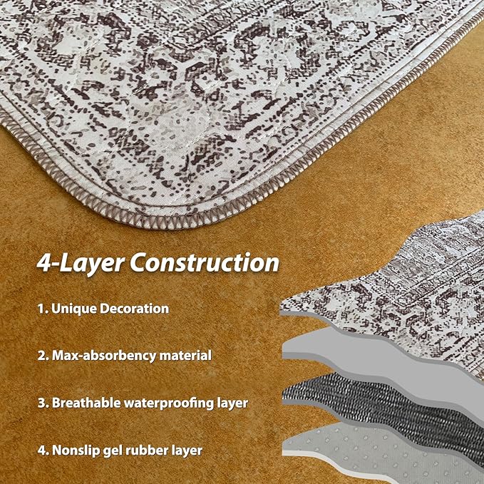 nunubaby Washable Pee Pads for Dogs, Stylish, Non-Slip and Leak-Proof Pee Pads. Reusable Potty Pads for Dogs for Crates and Floors.(Brown/Geo, 36" x36" )