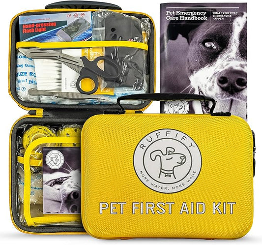Dog First Aid Kit – Essential Items Pet Emergency Kit Accessories for Car, Travel, Hunting, Hiking & Camping Gear with Mini Pouch for Home, Office & Outdoor Adventures