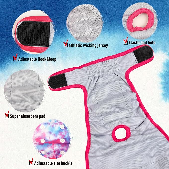 Female Dogs Diapers Belly Bands, Washable Reusable Female Doggy Wraps Panties for Doggie Puppy Pooping Potty Training Heat Incontinence Marking Pañal para Perro Medium