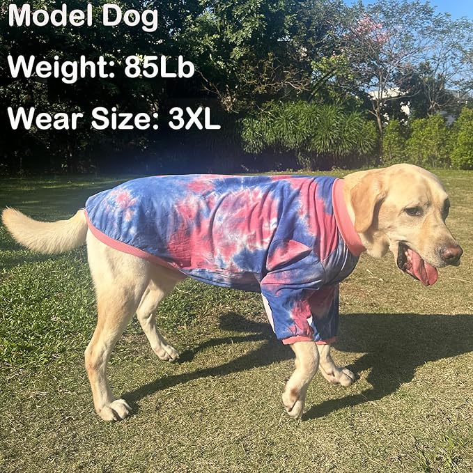 Dog Cotton Pink Blue T-Shirts Soft and Stretchy Dog Shirt Pajamas Pets Clothes for Extra Large Dogs(3XL PinkBlue)