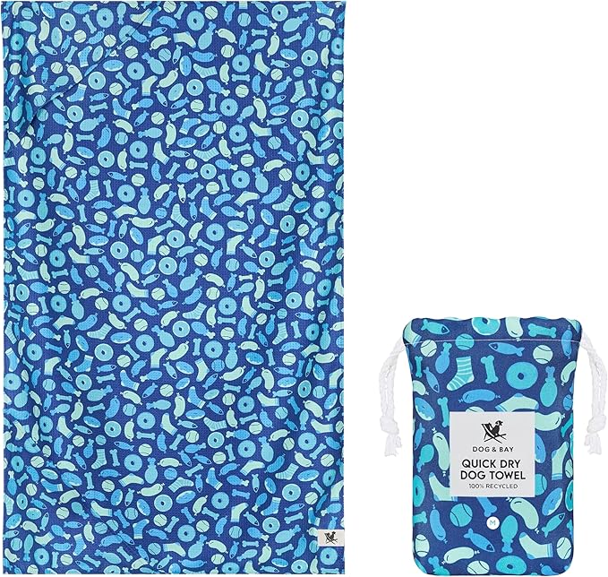 Dock & Bay Pet Towel - Super Absorbent & Quick Drying Dog Towels with Bag - 100% Recycled - A Dogs Dinner, Large (120x70cm, 47x27)