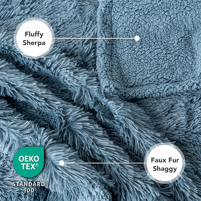 PetAmi Waterproof Dog Blanket for Medium Large Dogs, Calming Fleece Cat Blanket, Couch Protector Washable Sherpa Faux Fur Pet Throw for Puppy, Soft Reversible Leakproof 40x60 Light Blue