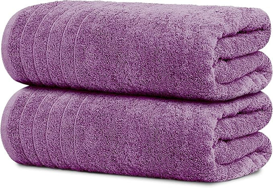 Tens Towels Pack of 2 Extra Large Bath Sheets 35 x 70 Inches, 100% Cotton, Larger & Lighter Weight, Quicker to Dry, Super Soft & Absorbent, Oversized Bath Towels, Purple