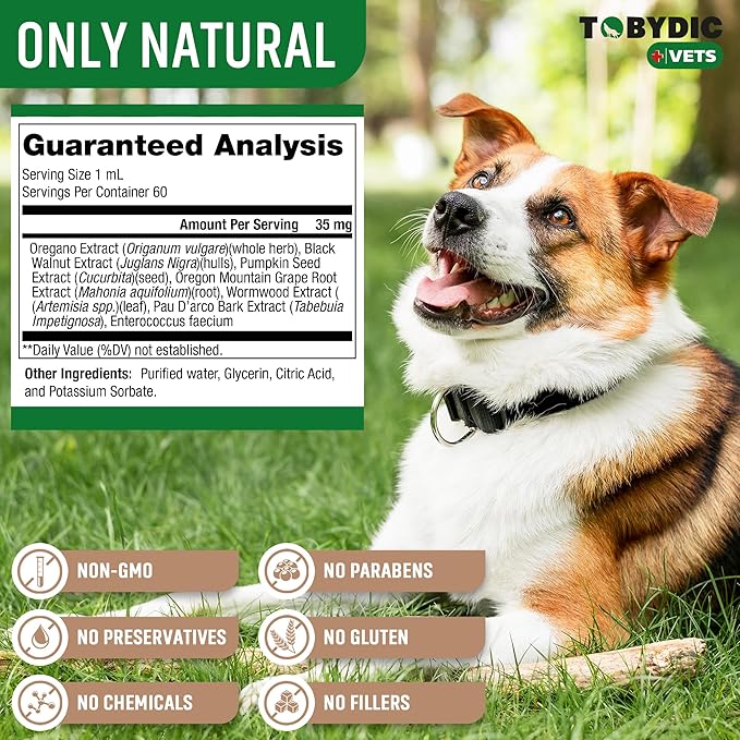 Broad Spectrum Herbal Intestinal Defense with Probiotic for Cats & Dogs - Natural Support Helps to Remove Toxins - Supplement Drops - Made in USA