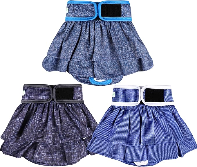 wegreeco Dog Diapers Female (3 Pack), Highly Absorbent Dog Diapers for Female Dogs in Heat, Incontinence, or Excitable Urination (Jeans, Medium)