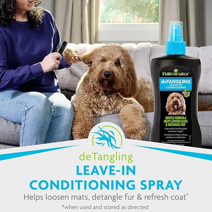 FURminator Doodle Bundle | FURminator 2-in-1 Doodle Grooming Tool for Dogs & deTangling Leave-in Conditioner Spray 8.5oz