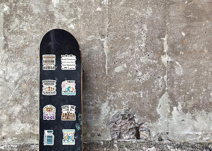 61Pcs Veterinary Stickers Pack |，Treatment Animals Medical Health Vet Tech Sticker for Water Bottle Skateboard Luggage Laptop Computer Phone Wall Surfboard