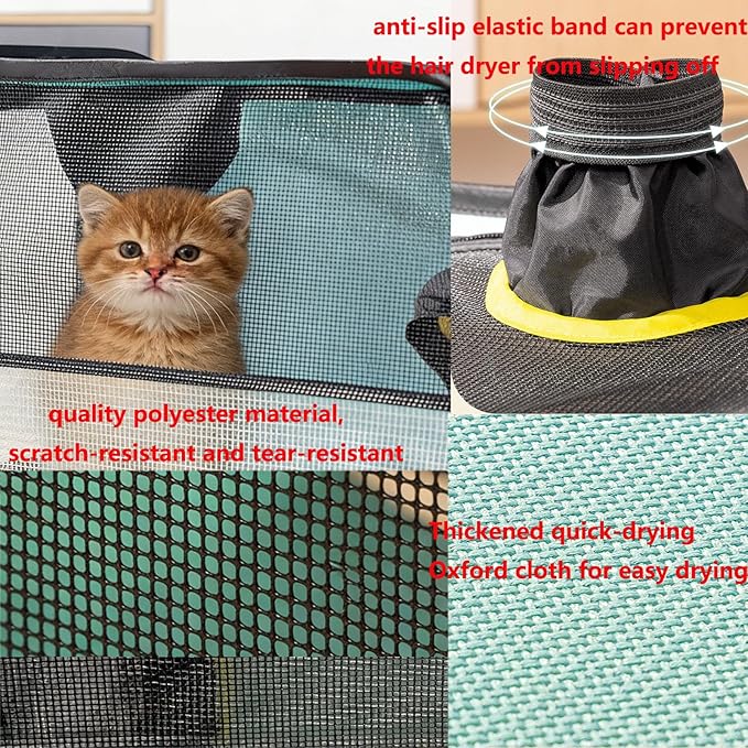 AiVIE Foldable pet Drying Box | cat Drying Box， 20.5 x 15.7 x 20.5 Hair Drying case is Suitable for Cat & Small Dog.Stress-Free at Home, Outdoor-Ready for Travel with Your Pet.
