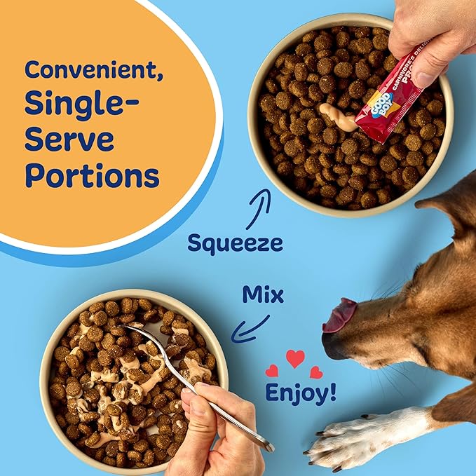 GOOD BOY Carnivore’s Delight Protein Purees Dog Food Mixers for All Adult Dogs, 10 Count, Easy Single-Serve Triple Flavor Topper Treats with Duck, Beef and Rabbit (Pack of 2)