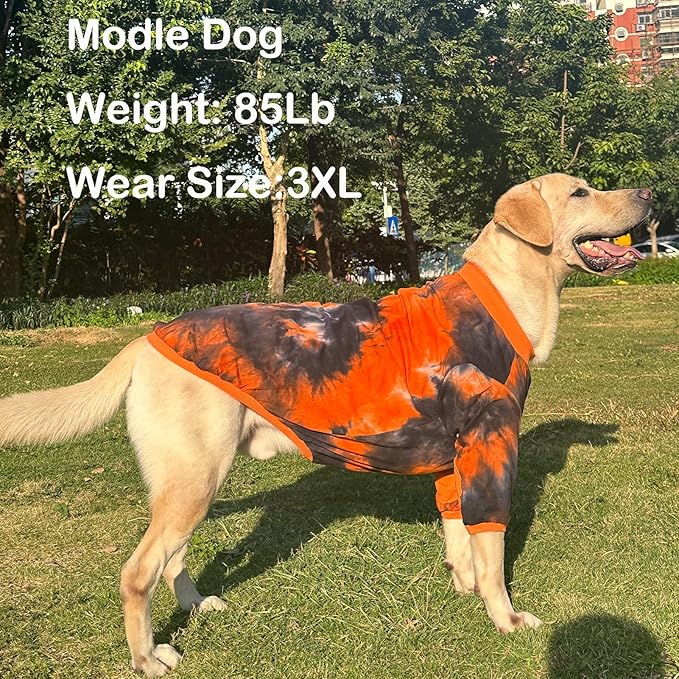 Dog Cotton Colorful Black Orange T-Shirts Soft and Stretchy Dog Shirt Pajamas Pets Clothes for Extra Large Dogs(2XL Black)