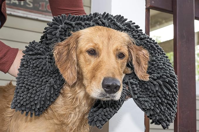 Furhaven 36" x 26" Highly Absorbent Dog Door Mat for Muddy Paws, 100% Washable, Perfect for Entryway, Kitchen, & Bathroom Use - Chenille Shammy Rug - Charcoal (Gray), Large