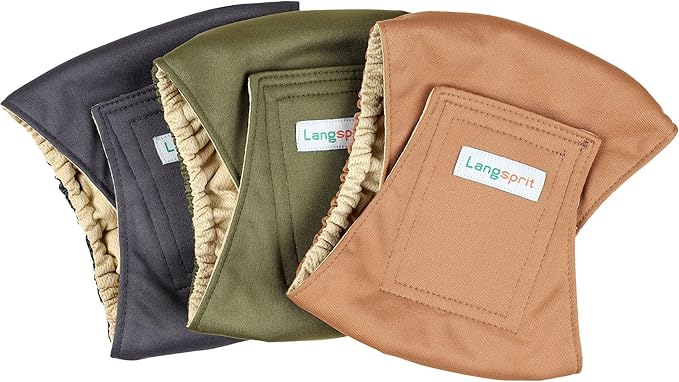 Langsprit Male Belly Bands for Dogs (Pack of 3) - High Absorbing Dog Wraps Male Washable - Reusable Small Doggy Doggie Puppy Dog Diapers XL Size ColorZLH