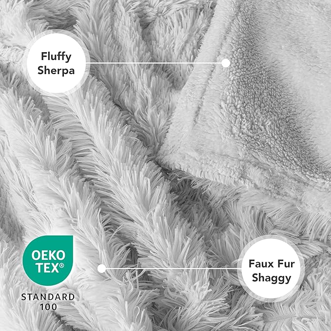 PetAmi Waterproof Dog Blanket for Large Dog, Queen Size Calming Pet Blanket Couch Cover Protector, Sherpa Faux Fur Cat Throw for Sofa Furniture Bed, Soft Fluffy XL, 90x90 Light Gray