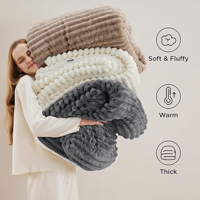 Bedsure Sherpa Blanket King Size for Bed - Super Soft, Cozy Fleece Thick Warm Blanket for Winter, GentleSoft Home Room Decor, Mocha Meringue, 108x90 Inches
