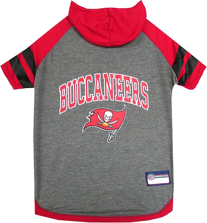Pets First TBB-4044-MD NFL Tampa Bay Buccaneers Hoodie for Dogs & Cats. | NFL Football Licensed Dog Hoody Tee Shirt, Medium| Sports Hoody T-Shirt for Pets | Licensed Sporty Dog Shirt.