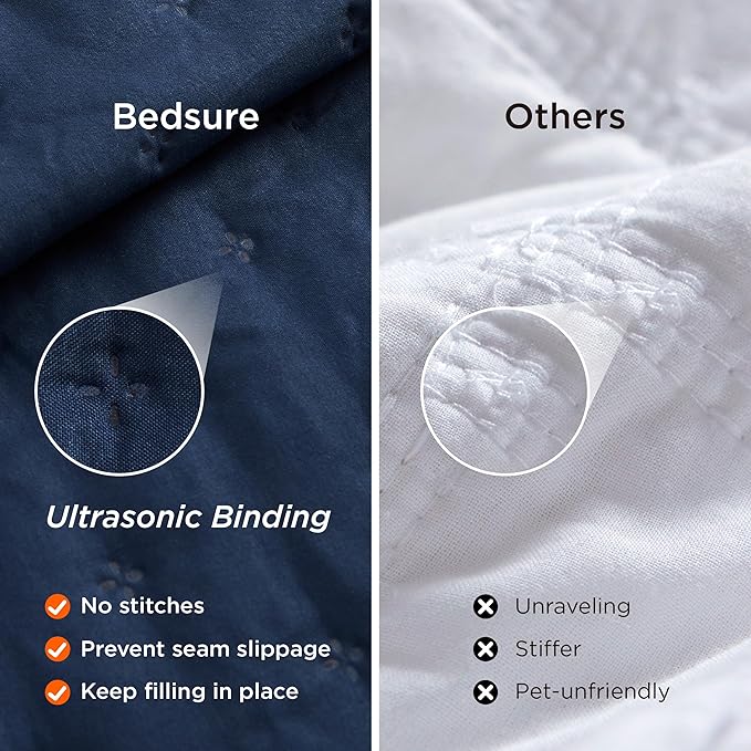 Bedsure Twin Quilt - Ultra Soft Twin XL Quilt Bedding for Dorm Decor, Lightweight All-Season Comforter, Navy Blue Bedspread Coverlet with Clover Pattern, 68 x 86 Inches | Stitch-Free Quilting, Ultra Soft, Lightweight, Machine Washable, Pet-Friendly
