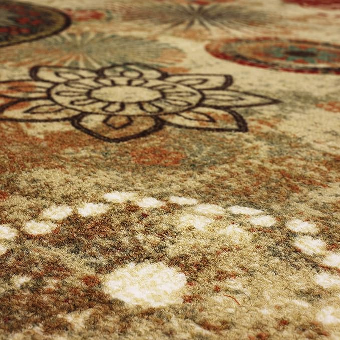 Mohawk Home Alexa Ornamental Floral Medallion 4' x 6' Area Rug - Perfect for Living Room, Dining Room, Office