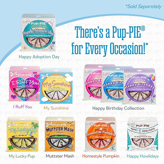 The Lazy Dog Cookie Co. Original Pup-Pie, Happy Adoption Day, Dog Celebration Treat, Gotcha Day, Pre-Sliced into 10 Dog Biscuits, Made in USA, 6 in., 5 oz. (Pack of 1)