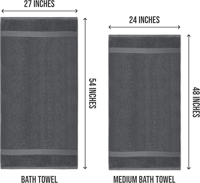 Utopia Towels 6 Pack Bath Towel Set (27 x 54 Inches), 500 GSM 100% Ring Spun Cotton Medium Lightweight and Highly Absorbent Quick Drying, Premium Towels for Hotel, Spa and Bathroom (Grey)
