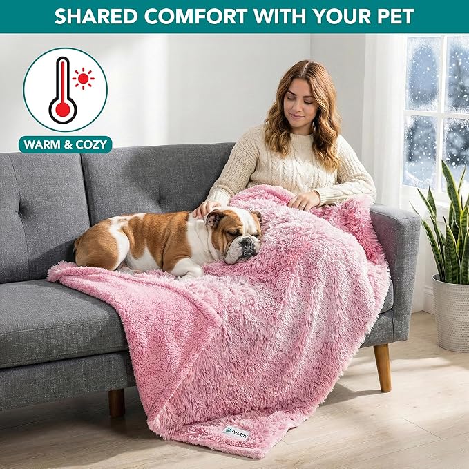 PetAmi Waterproof Dog Blanket for Small Medium Dogs, Calming Fleece Cat Blanket, Couch Protector Washable Sherpa Faux Fur Pet Throw for Puppy, Soft Reversible 29x40 Tie-Dye Pink