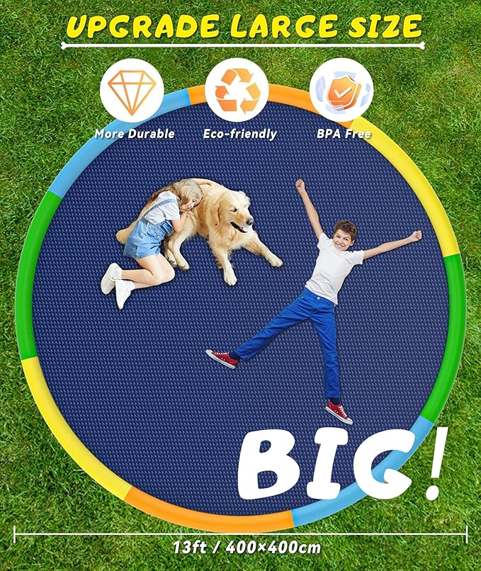 EPN Splash Pad, 13FT Size Extra Large Sprinkler Play Mat for Dogs & Kids, Thicker Pool Summer Outdoor Water Toys Fountain Pad for 3+ Children & Pets