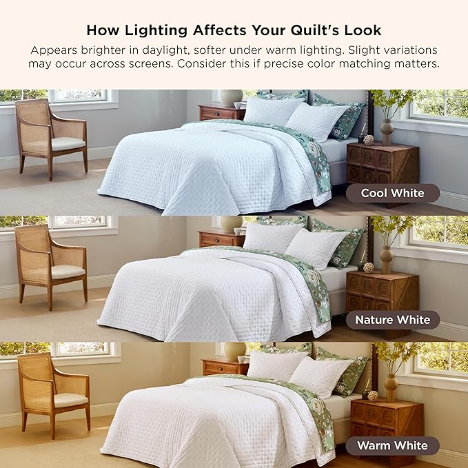 Bedsure Twin Quilt - Ultra Soft Twin XL Quilt Bedding for Dorm Decor, Lightweight All-Season Comforter, Bright White Bedspread Coverlet with Clover Pattern, 68 x 86 Inches | Stitch-Free Quilting, Ultra Soft, Lightweight, Machine Washable, Pet-Friendly