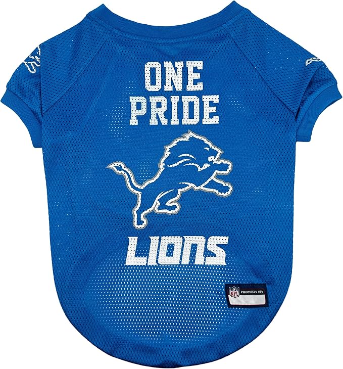 Pets First NFL Detroit Lions Raglan Jersey One Pride - Size Small. Cutest Football Jersey for Dogs & Cats