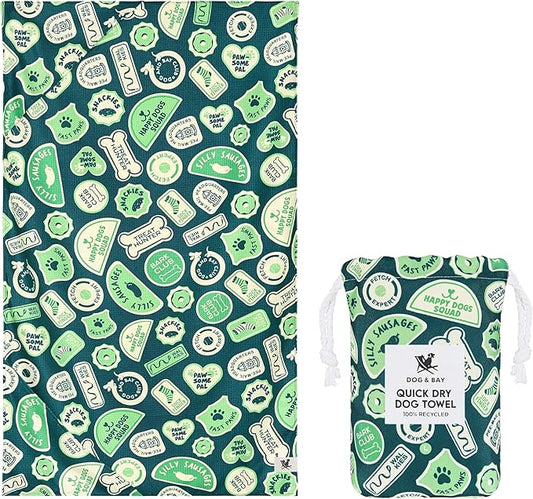 Dock & Bay Pet Towel - Super Absorbent & Quick Drying Dog Towels with Bag - 100% Recycled - Dog & Bay Club, Medium (90x50cm, 35x19)