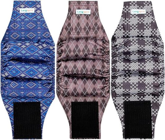 Langsprit Belly Bands for Dogs (Pack of 3) - High Absorbing, Reusable Small Dog Diapers - Plaid-1 XS