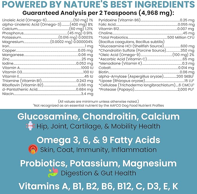 12-in-1 Multivitamin Powder for Dogs - 14 oz of Puppy and Senior Dog Vitamins and Supplements - Advanced Formula with Glucosamine, Omega 3,6,9, Vitamins, Probiotics, and More - Made in the USA