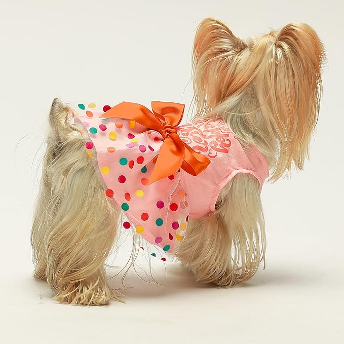 Fitwarm Happy Easter Day Dog Dress 100% Cotton Girl Dog Clothes Easter Bunny Dogs Dresses Pet Apparel Doggie Tutu with Bowknot Cat Clothing Puppy Dresses Doggy Costume Attire Orange Large