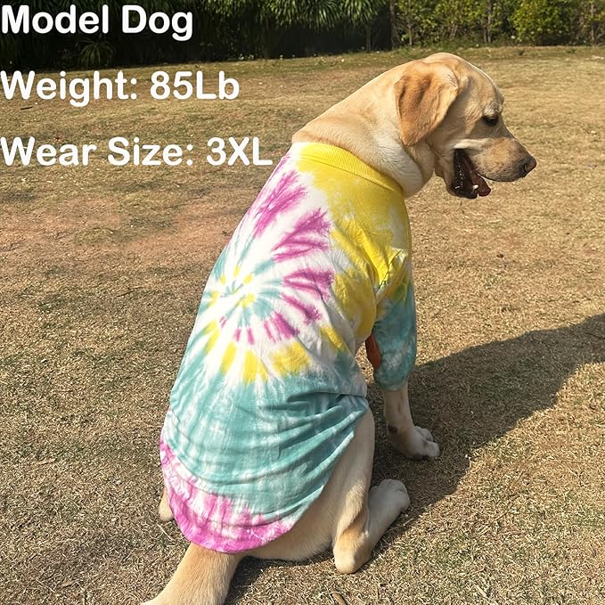 Dog Cotton Colorful Purple Yellow T-Shirts Soft and Stretchy Dog Shirt Pajamas Pets Clothes for Extra Large Dogs(2XL Purple)