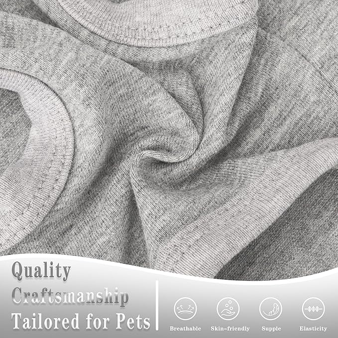 Stylish Cotton Dog Shirt with Print, Soft & Breathable, All-Season Comfort, Fits Most Breeds - Perfect Pet Apparel for Small, Medium, Large Dogs.Grey&4XL