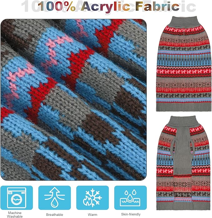 Mihachi Dog Sweater - Winter Coat Apparel Clothes with Colorful Stripes for Cold Weather