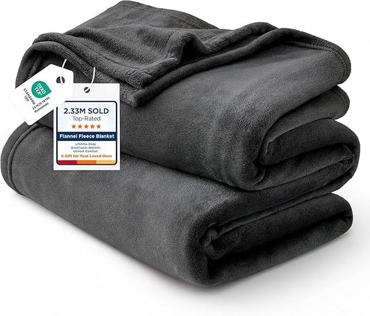 Bedsure GentleSoft Twin XL Fleece Blanket Dorm Bedding - Lightweight Soft Cozy Blankets for Bed, Sofa, Couch, Travel, Camping, Charcoal, 66"x90"