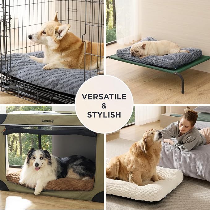 Bedsure XXL Washable Dog Bed for Crate, Soft Fluffy Bubble Fleece Pet Bed Mat for Deep Sleep, Non-Slip and Machine Washable Kennel Sleeping Pad for Extra Large Dogs, 47"x29"x4", Camel Brown